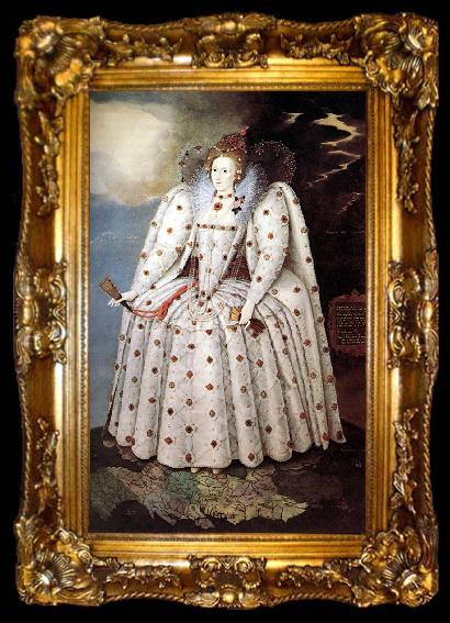 framed  GHEERAERTS, Marcus the Younger Portrait of Queen Elisabeth dfg, ta009-2